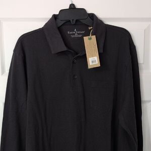 Black Polo Shirt with Soft Knit Fabric and Collar
